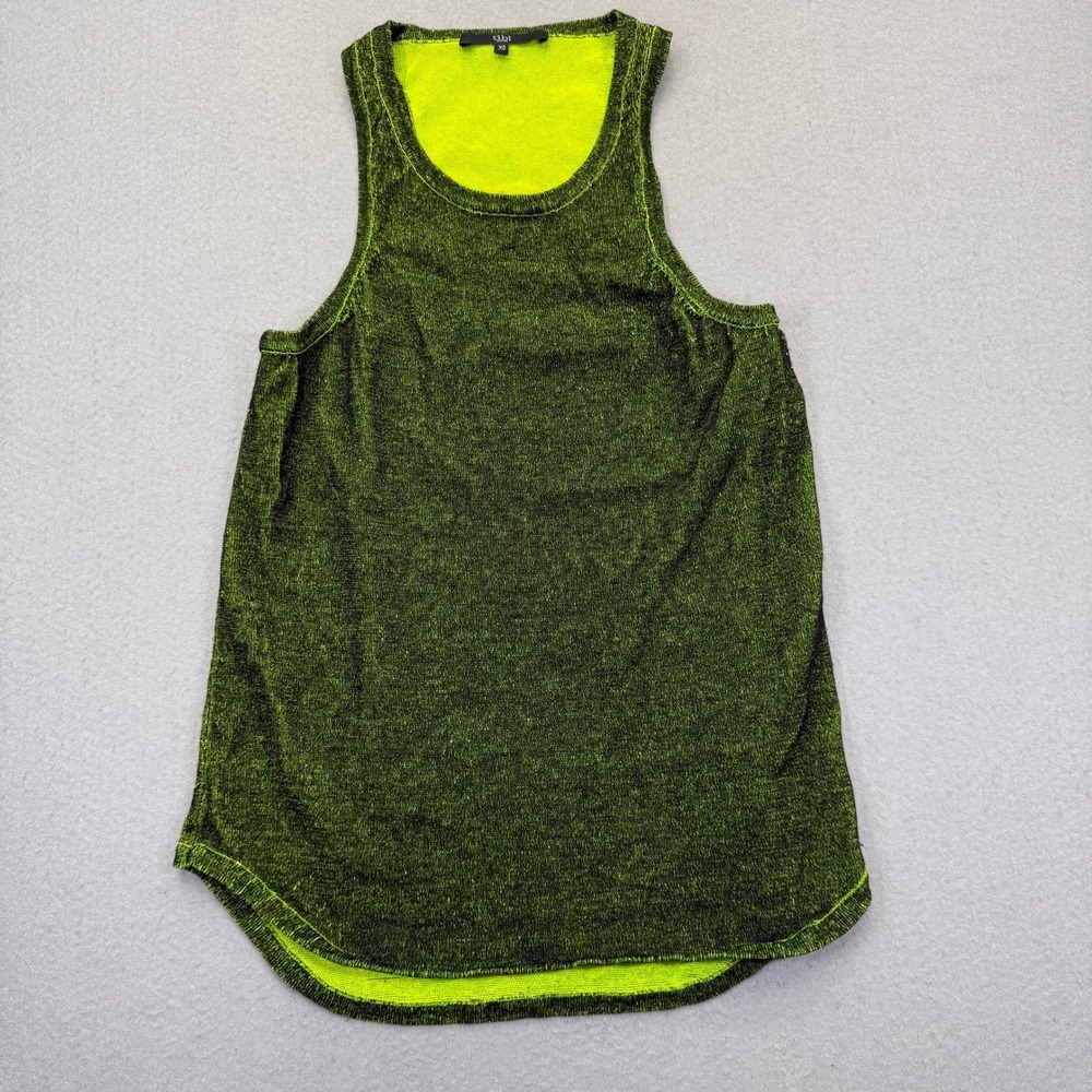 Tibi New York Womens XS Neon Green Black Marled Knit Racerback Tank Top